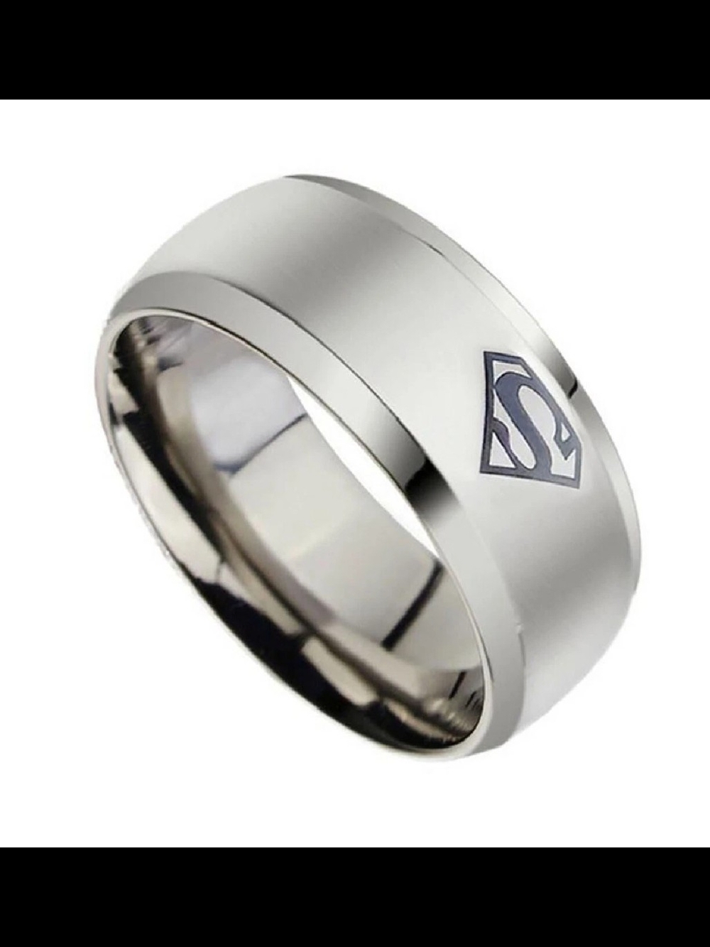 DC Comics Superman Logo Silver Ring Band Stainless Steel Comfort Fit Size 6